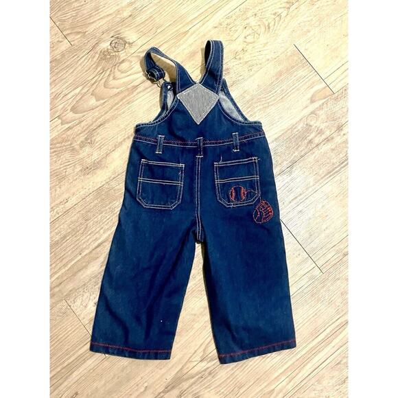Vintage Sports Denim Overalls Boys 24M - Picture 2 of 3